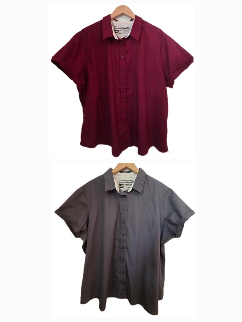 Androgynous Fox Bundle 4XL Button Front Shirt Burgundy Gray Gender Neutral LGBTQ